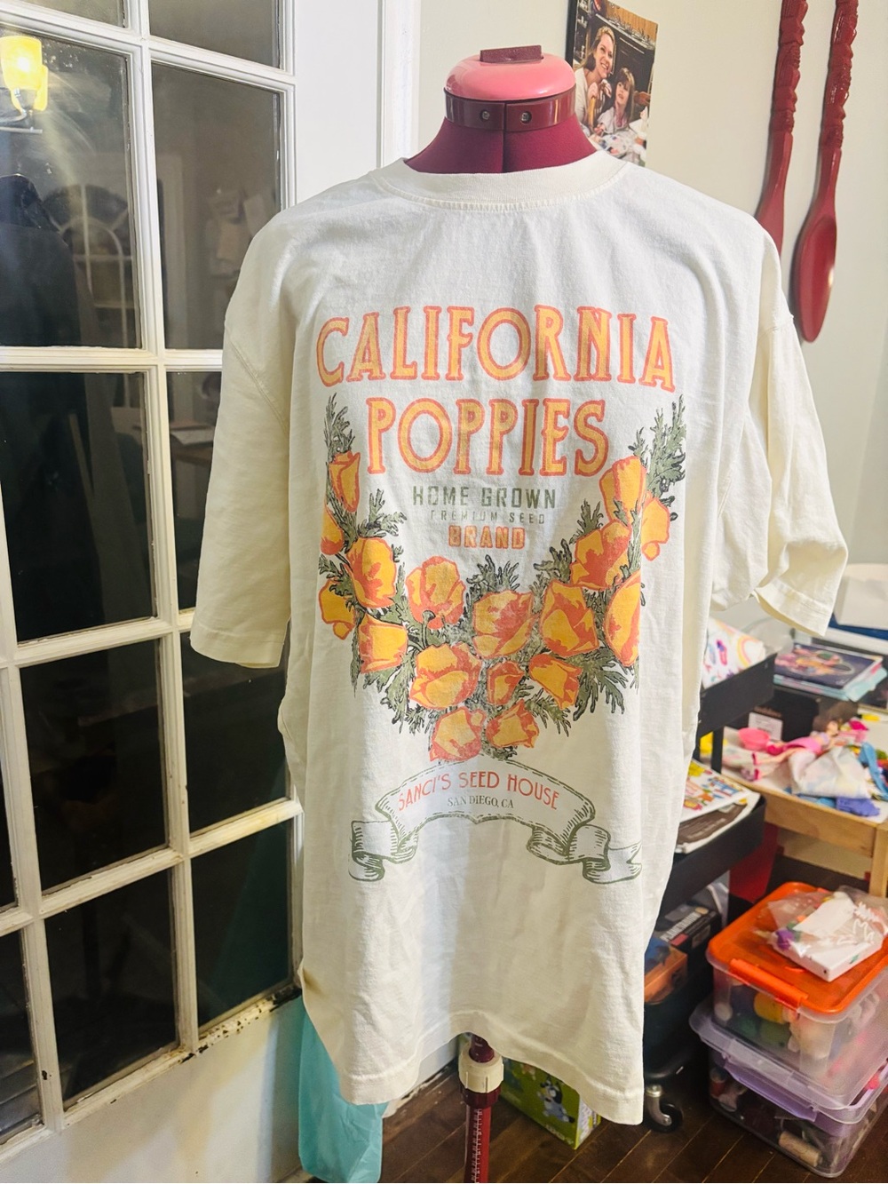 Free People White Graphic 'California Poppies' Tee